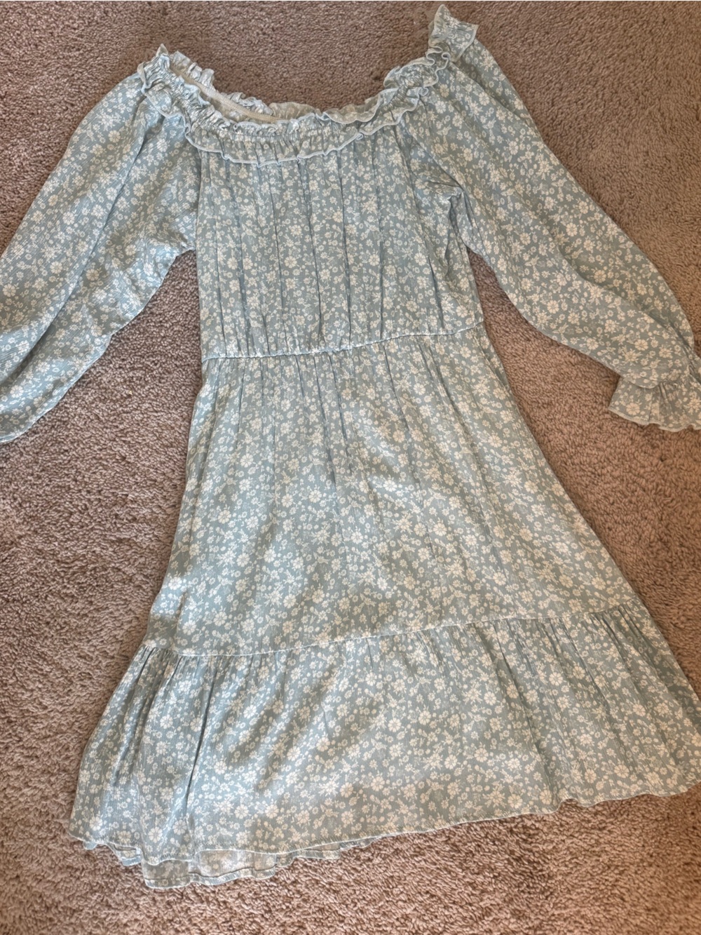 Women’s Floral Off-Shoulder Dress - Light Blue
